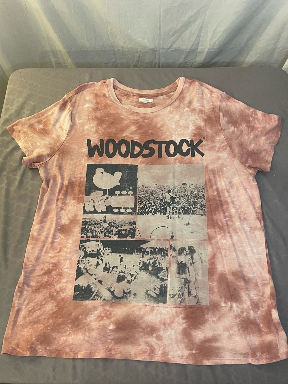 Maurices Pink Tie-Dye Woodstock Graphic Short Sleeve Tee